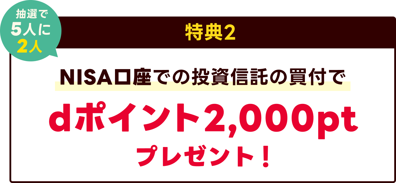 特典2 NISA口座での投資信託の買付でdポイント2,000pt