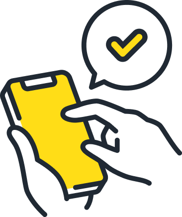 スマートフォンで手続きするイラスト