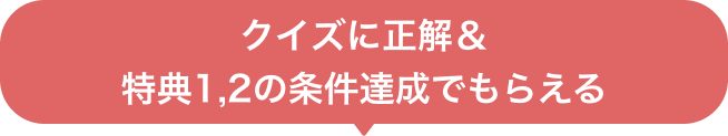 クイズに正解＆特典1,2の条件達成でもらえる