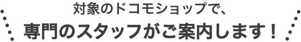 対象のドコモショップで、専門のスタッフがご案内します！