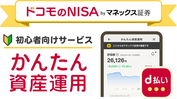 ドコモのNISA by マネックス証券　初心者向けサービス　かんたん資産運用